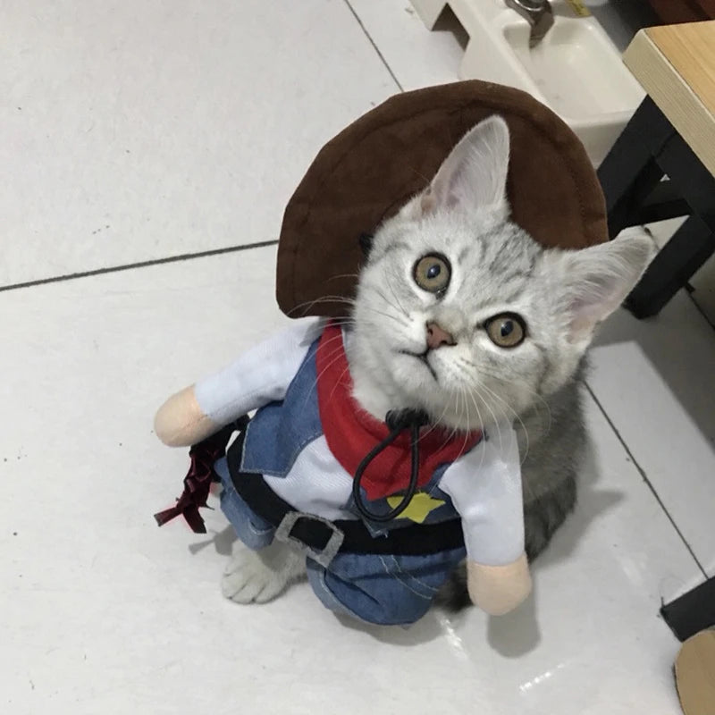 Pet Dog Cat Costume Cowboy Jeans