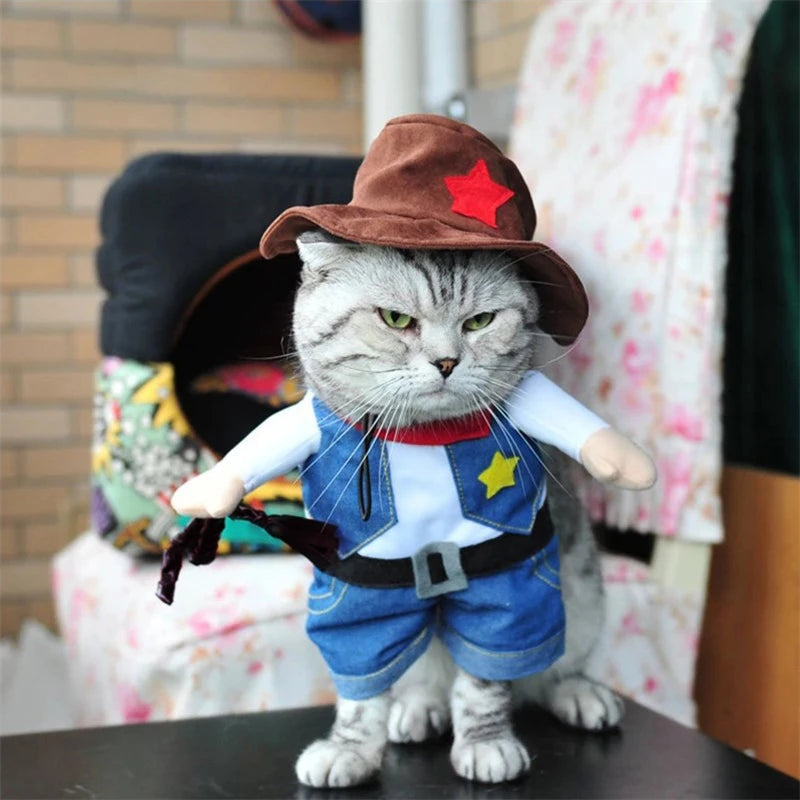 Pet Dog Cat Costume Cowboy Jeans