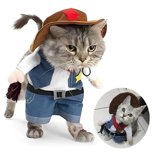 Pet Dog Cat Costume Cowboy Jeans