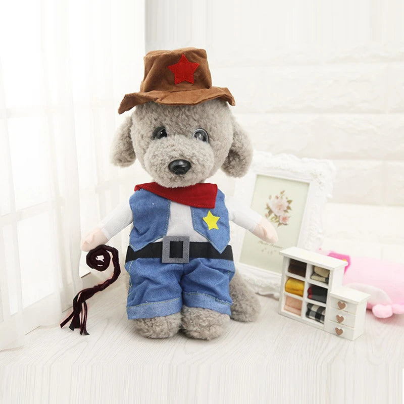 Pet Dog Cat Costume Cowboy Jeans